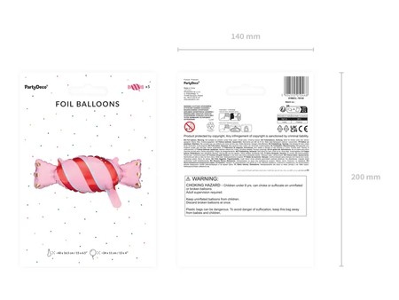 BALON FOLIOWY CUKIEREK 40x16,5 CM 5 SZTUK