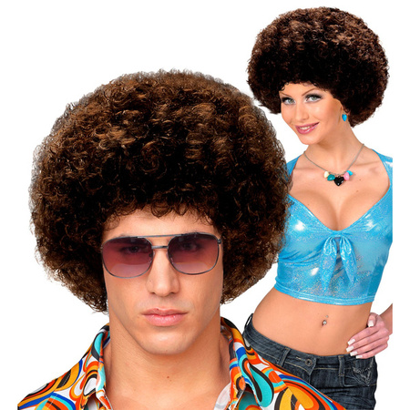 PERUKA AFRO DISCO BRĄZOWA