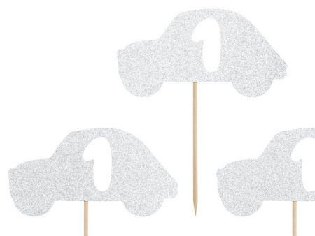 Dekoracje do muffinek 1st Birthday, srebrny (1 karton / 50 op.) (1 op. / 6 szt.)