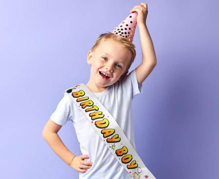 Szarfa urodzinowa Birthday Boy Bohater 150x10 cm komiks urodziny chłopca