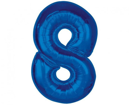 BALON FOLIOWY CYFRA 8 NIEBIESKA 92 CM