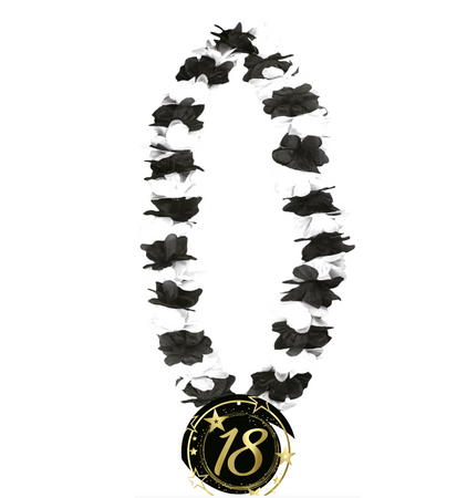 NASZYJNIK BOA CZARNO BIAŁY 18 LAT OSIEMNASTKA