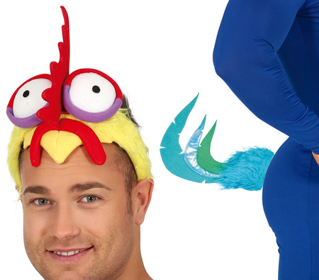 ZESTAW KURCZAKA DWUCZĘŚĆIOWY OGON I CZAPKA