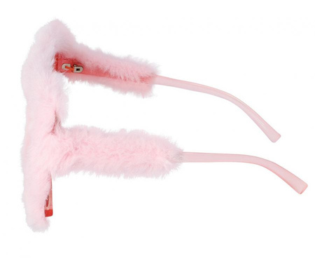 Okulary party puszyste różowe z futerkiem unisex party 