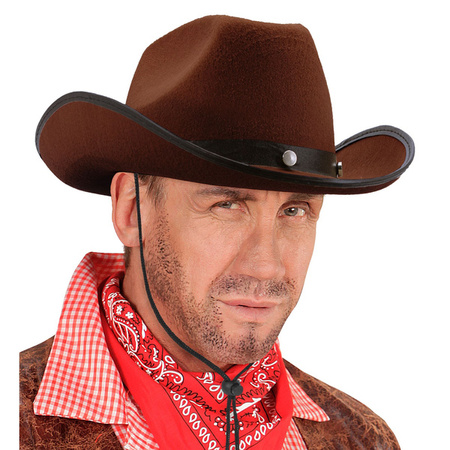 KAPELUSZ KOWBOJSKI Z ĆWIEKAMI BRĄZOWY