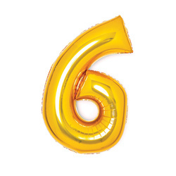 BALON FOLIOWY CYFRA 6 ZŁOTY 66 CM