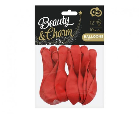 BALONY 30 CM PASTEL CZERWONE, 10 SZT.