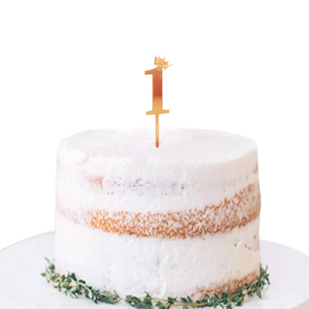 TOPPER NA TORT CYFERKA 1 ZŁOTA 11 CM