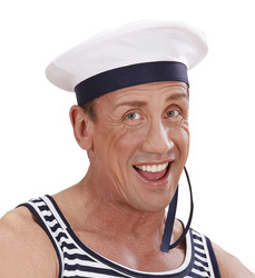 CZAPKA MARYNARZA BIAŁA Z GRANATOWĄ WSTĄŻKĄ