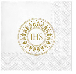 SERWETKI ZŁOTE KOMUNIA ŚWIĘTA IHS 20 SZT