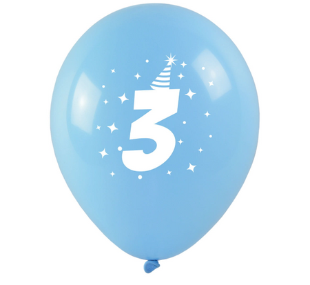 BALONY LATEKSOWE URODZINOWE 3 CYFRA 3 SZT 28 CM 