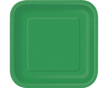 TALERZYKI PAPIEROWE CIEMNOZIELONE 18 CM KWADRATOWE 16 SZT.