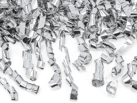 TUBA KONFETTI SREBRNE SERPENTYNY 60 CM