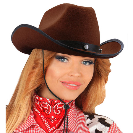 KAPELUSZ KOWBOJSKI Z ĆWIEKAMI BRĄZOWY