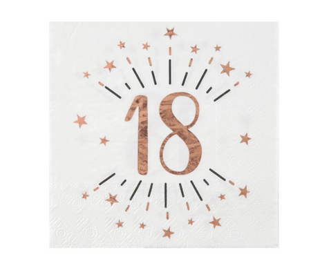 ZESTAW ROSE GOLD 18 URODZINY: BIEŻNIK + SERWETKI 