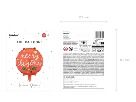 BALON FOLIOWY MERRY CHRISTMAS 45 CM