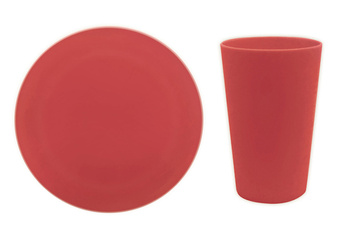 ZESTAW KUBECZKI+TALERZYKI WIELORAZOWE CZERWONE