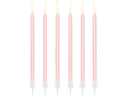 ŚWIECZKI URODZINOWE RÓŻOWE 14 CM, 12 SZT