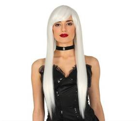 PERUKA WŁOSY BIAŁE PROSTE