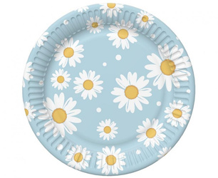 TALERZYKI PAPIEROWE NIEBIESKIE STOKROTKI 18 CM