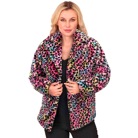 KURTKA PLUSZOWA LEOPARD MULTIKOLOR UNISEX