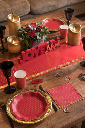 SERWETKI PAPIEROWE ZŁOTE KROPKI CZERWONE 33X33 CM 20 SZT