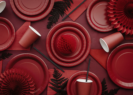 TALERZYKI PAPIEROWE CIEMNY CZERWONY 18 CM 6 SZT