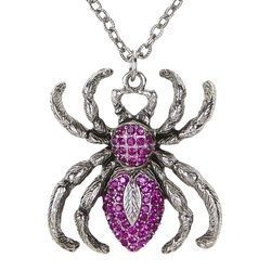 NASZYJNIK Z PAJĄKIEM SREBRNO-RÓŻOWY