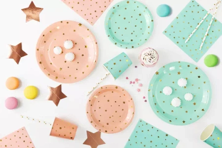 SERWETKI ZIELONE ZŁOTE GWIAZDKI 10SZT