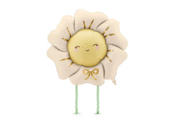 BALON FOLIOWY BEŻOWY KWIATEK 104 CM