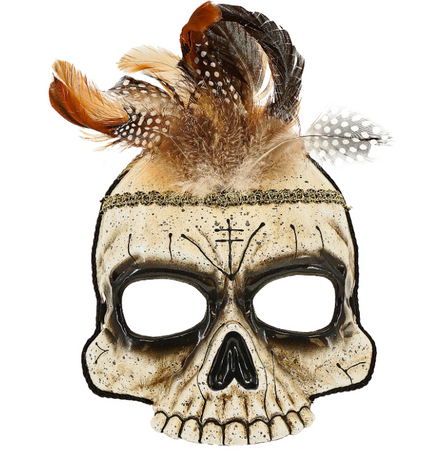 MASKA CZASZKA VOODOO Z PIÓRAMI 