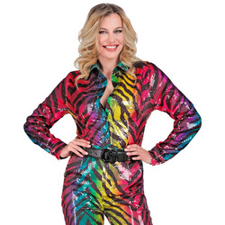 KOSZULA DAMSKA CEKINOWA KOLOROWA TYGRYS
