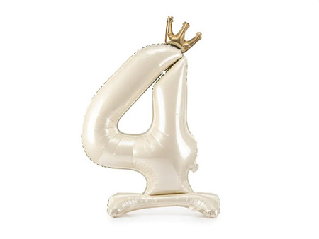 STOJĄCY BALON FOLIOWY CYFRA 4 84 CM JASNY KREM
