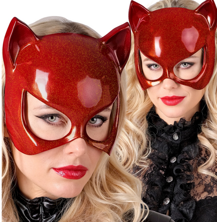 MASKA KOTA CZERWONO-POMARAŃCZOWA DAMSKA