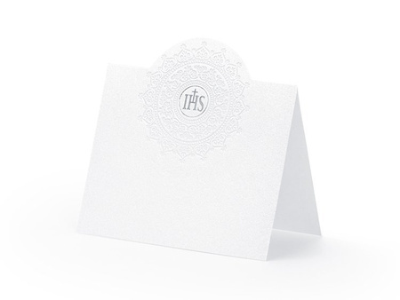 Wizytówki na stół komunijny, biały 10 szt.