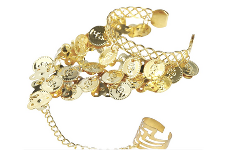 BRANSOLETKA ZŁOTE MEDALIKI Z PIERŚCIONKIEM