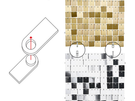 PANEL CEKINOWY KWADRATY SREBRNY 30X30 CM