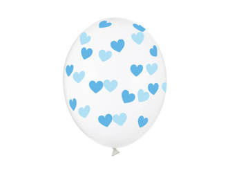 BALONY STRONG 30 CM BŁĘKITNE SERDUSZKA 6 SZT