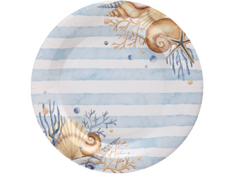 TALERZYKI PAPIEROWE MUSZELKI 23 CM 10 SZT.