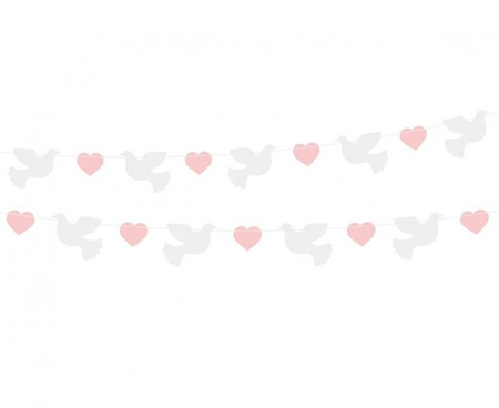 GIRLANDA PAPIEROWA GOŁĄBKI RÓŻOWE 150 CM