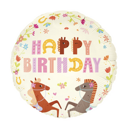 BALON FOLIOWY HAPPY BIRTHDAY KONIKI 45 CM