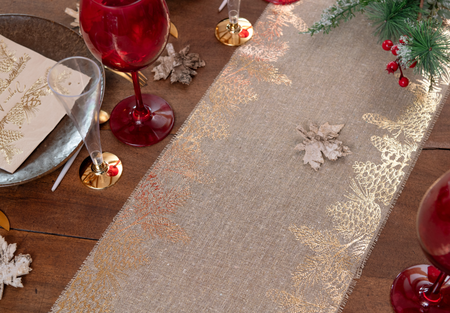 BIEŻNIK ŚWIĄTECZNY ZŁOTE SZYSZKI ŚWIĄTECZNA KRATA 28 X 300 CM