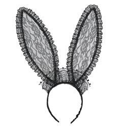 OPASKA KORONKOWE USZY KRÓLIKA CZARNE