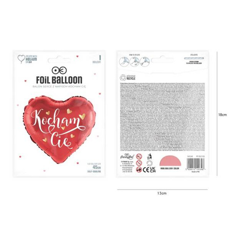 BALON FOLIOWY SERCE KOCHAM CIĘ 45 CM