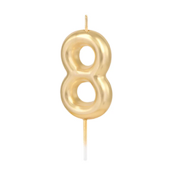 ŚWIECZKA URODZINOWA CYFRA 8 ZŁOTA POŁYSK 6 CM