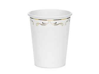 KUBECZKI BIAŁE Z ORNAMENTEM 6 SZT 220 ML