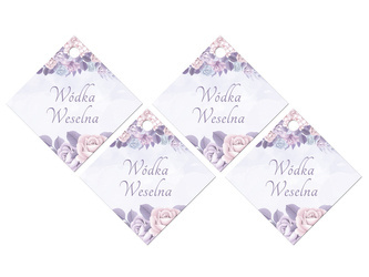 ZAWIESZKI Z WSTĄŻECZKĄ NA BUTELKĘ WÓDKA WESELNA 12 SZT.