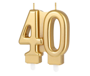 ŚWIECZKA URODZINOWA CYFRA 40 7,7 CM ZŁOTA
