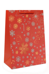 TOREBKA PRZENTOWA CZERWONA ŚWIĄTECZNA 26 X 32 X 10 CM