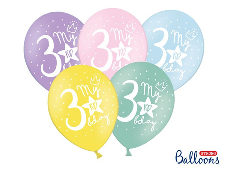 Balony 30cm, My 3rd bday, mix (1 op. / 50 szt.)
